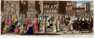 Processie van het Heilig Sacrament op de Dag van het Feest-Dieu, Parijs, ca. 1715 door French School