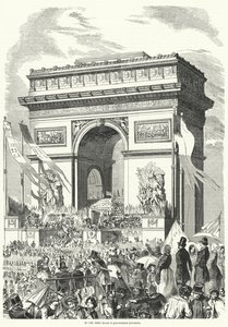 Processie die voor de Franse Voorlopige Regering langs de Arc de Triomphe, Parijs, trekt door French School