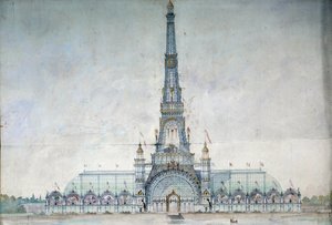 Afgewezen project om de Eiffeltoren te wijzigen voor de tentoonstelling van 1889 door Gustave Raulin door French School