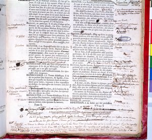 Proefpagina met correcties van een editie van het woordenboek van de Franse Academie (detail) door French School