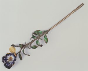 Veerpenhouder met viooltje, 1862 door French School