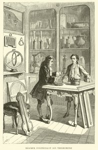 Reaumur maakt zijn thermometer (gravure) door French School
