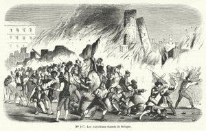 Opstandelingen verdrijven de Oostenrijkers uit Bologna, Italië, 1848 door French School