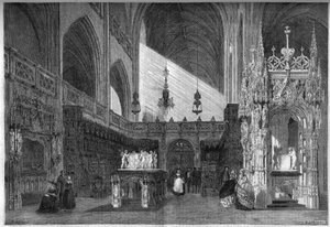 Religieuze architectuur: uitzicht op het koor van de kerk (1513-1532) van Brou, Ain (01)