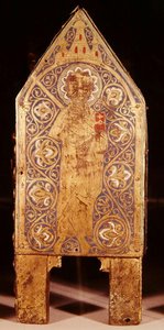 Reliekschrijn van St. Calminius, detail van St. Paulus met een zwaard en boek, Limoges