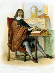 René Descartes schrijvend - in Ed. Mennechet, "Le Plutarque francais" door French School