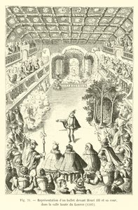 Voorstelling van een ballet voor Hendrik III en zijn hof, in de hoge zaal van het Louvre, 1582