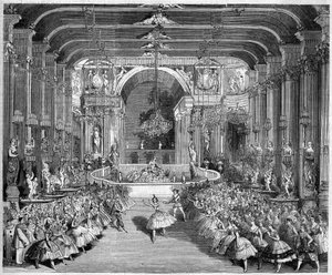 Voorstelling van een ballet: het Casino van Messina, scenografie van de eerste akte van 
