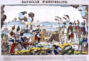 Weergave van de Slag bij Austerlitz, of Slag der Drie Keizers, op 02/12/1805. Afbeelding van Epinal door French School