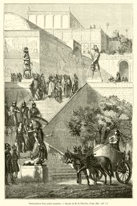Restauratie van een Assyrisch paleis (gravure)