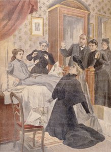 Wederopstanding van een jong meisje van haar sterfbed, illustratie uit Le Petit Journal, 1902 door French School