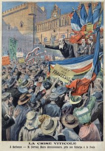 Opstand van de wijngaarden in Zuid-Frankrijk in 1907 (print) door French School