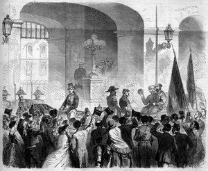 Risorgimento, Napels, 7 november 1860: intrede van Victor Emmanuel II, koning van Italië, in het Koninklijk Paleis van Napels na de stemming van de bevolking door French School