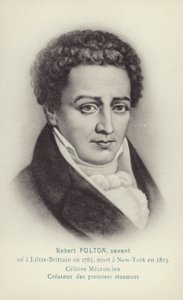 Robert Fulton (1765-1815), Amerikaans ingenieur, uitvinder en stoombootpionier (litho)