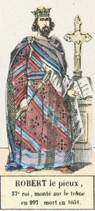 Robert de Vrome, 37e koning, besteeg de troon in 997, stierf in 1031 door French School