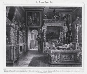 Kamer in het Hotel de Cluny, Parijs, waar Mary Tudor haar rouwperiode doorbracht in 1515 na de dood van haar echtgenoot, Koning Lodewijk XII van Frankrijk door French School