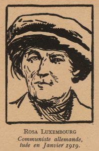 Rosa Luxemburg, Duitse communistische revolutionaire vermoord door het Freikorps na de Spartacistische Opstand van januari 1919 (litho)