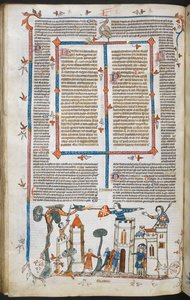 Een draak die een kasteel aanvalt, ca. 1300-40 door French School