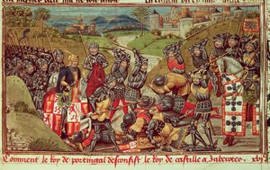 Juan I van Avis verslaat Juan I van Castilië in de Slag bij Aljubarrota, Portugal
