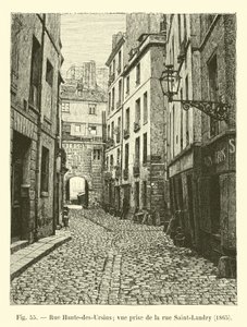 Rue Haute-des-Ursins; gezien vanaf de rue Saint-Landry, 1865 door French School