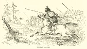 Russische lansiers (gravure) door French School