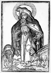 Sint Antonius de Grote, frontispice uit In Symbolicam S.Antonii Magni Imaginem Commentatio door Théophile Raynaud, gepubliceerd 1659 door French School