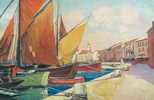 Saint Tropez: Zeilboot in de haven door French School