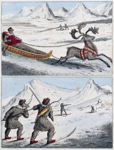 Jacht van de Sami en sleeën van de Sami