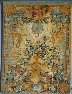 Savonnerie Paneel: Lente met Wapen, vervaardigd door Savonnerie Fabriek, Frankrijk, voor 1717 door French School