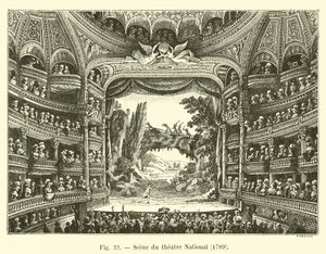 Scène van het Nationaal Theater, 1789 door French School