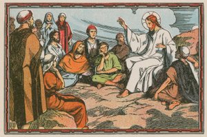 Scène uit het leven van Jezus (gekleurde gravure) door French School