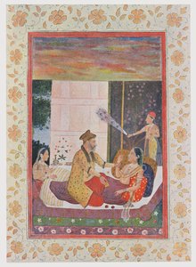 Scheherazade gevangen door de koning, illustratie uit De Arabische Nachten, 1895