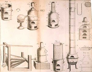 Wetenschappelijke Apparatuur, uit The Elements of Chemistry door Antoine Laurent de Lavoisier (1743-94) gegraveerd door D.Lizars, 1796