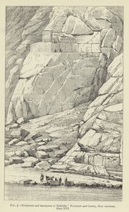 Beelden en inscriptie bij Behistun (gravure) door French School