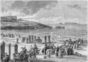 Zee baden: laatste badgasten op het strand van Dinard, Ile et Vilaine (35)