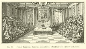 Anatomieles in een van de zalen van de Academie van Wetenschappen in het Louvre door French School