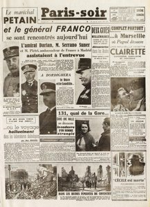 Tweede Wereldoorlog (1939-1945) - Tweede Wereldoorlog (WOII of WO2): PARIS SOURCE [Nr. 237] van 14/02/1941 - Ontmoeting tussen Maarschalk Pétain en Generaal Franco
