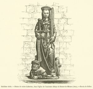 Zestiende eeuw, Beeld van Sint-Catharina, in de kerk van de oude abdij van Baume-les-Moines, Jura