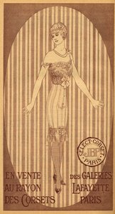 Select JPB korset te koop in de korsetafdeling van Galeries Lafayette in Parijs - 1914 door French School