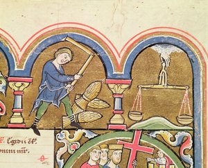 September: Graan dorsen, uit het Psalter van St. Elizabeth door French School