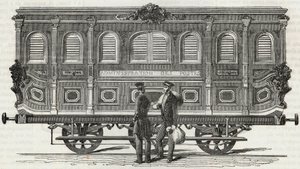 Service des Postes - vue exterieure du bureau ambulant - Gravure in 
