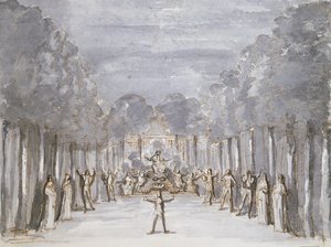 Decorontwerp voor een opera, uit een collectie getiteld Les Menus Plaisirs du Roi door French School