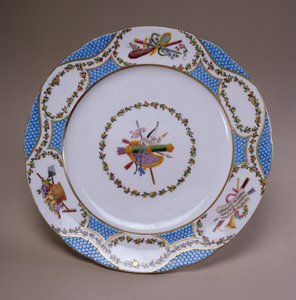 Sevres dessertbord, uit de Melbourne Service, 1770 (zacht-pasta porselein) door French School