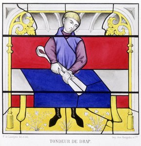 Papiermaker. Facsimile van een glas-in-lood uit de Middeleeuwen in 