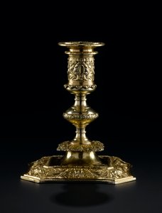 Zilververgulde kandelaar met afneembare tuit, uit de Lennoxlove toiletservice, eigendom van Frances Teresa Stewart, hertogin van Richmond en Lennox: Frans, Parijs, door Pierre Masse, 1661 - 1662 door French School