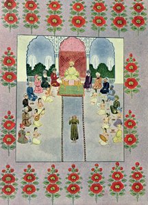 Sinbad de Zeeman ontvangt Sinbad de Drager, illustratie voor Sinbad de Zeeman, uit De Arabische Nachten, 1895 door French School