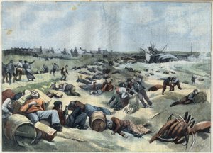 Zinken op het eiland Wight: plundering van een Franse baksteen geladen met wijnen door de inwoners van het eiland, in "Le Petit Parisien"
