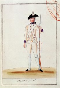 Soldaat van het Franse Agenois Infanterieregiment, ca. 1780 door French School