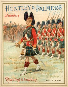 Soldaten van een Hoogland regiment op parade (chromolitho) door French School