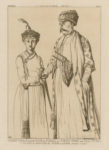 Soudiat Daula, Grootvizier van de Mongolen en zijn zoon, Mirza Mani (1774) door French School